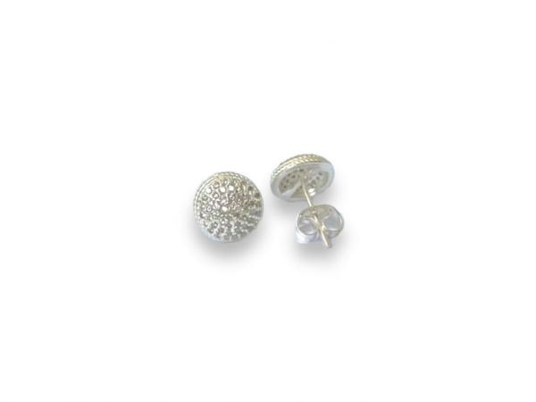 BP10034 - BRINCO MEIA BOLA CRAVEJADO EM PRATA