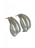 BP10077- BRINCO MEIA ARGOLA 5 FILEIRAS CRAVEJADA