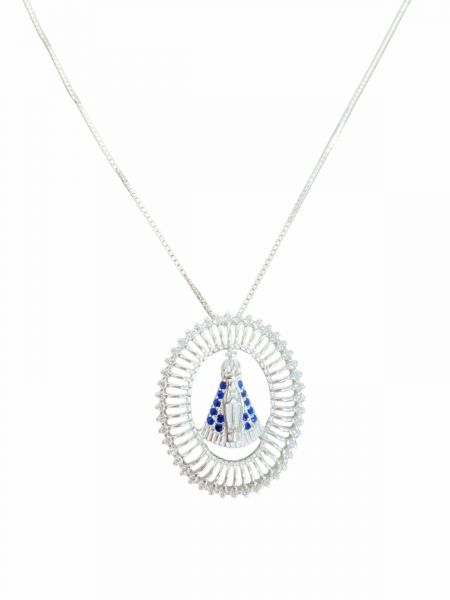 GP10011 GARGANTILHA MANDALA N. SRA. APDA. COM ZIRCÔNIAS EM PRATA