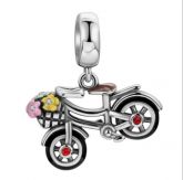 PBP10270- Pingente Berloque Bicicleta com Cesto com Flores